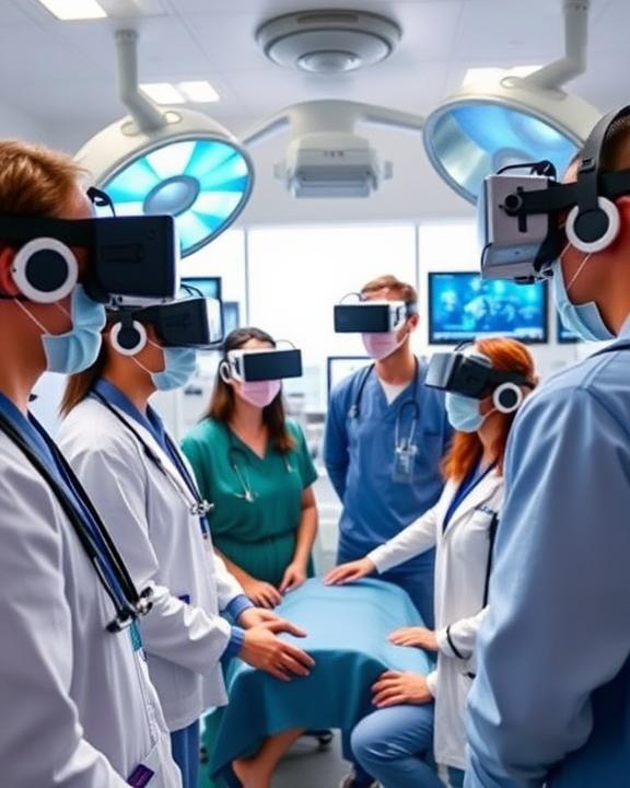 Simulazione medica immersiva tramite visori VR con team multidisciplinare in sessione collaborativa