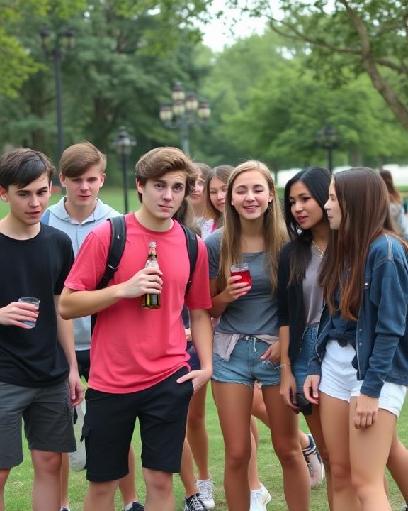 Gruppo di adolescenti in un parco