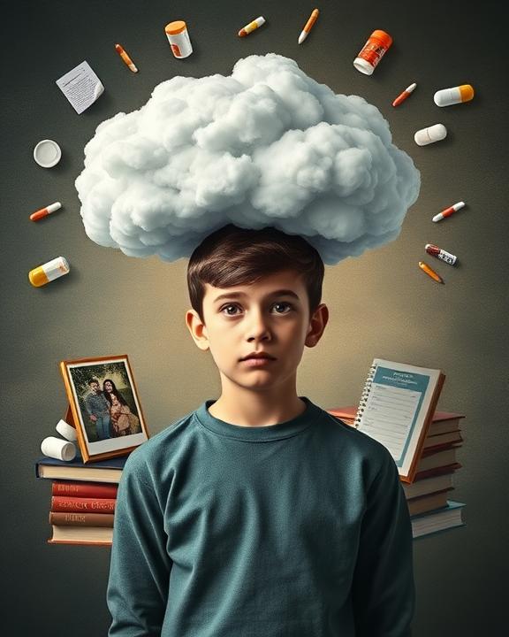 Rappresentazione astratta delle sfide mentali in adolescenza