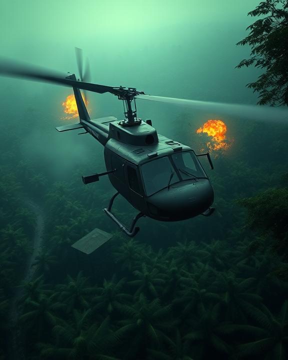 Simulazione di un elicottero Huey in un ambiente vietnamita