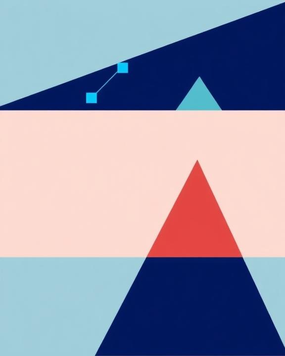 Rappresentazione stilizzata di forme geometriche e colori freddi a simboleggiare PTSD e nuove terapie.