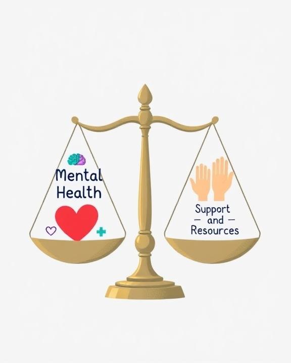 Bilancia che raffigura equilibrio tra salute mentale e risorse di supporto