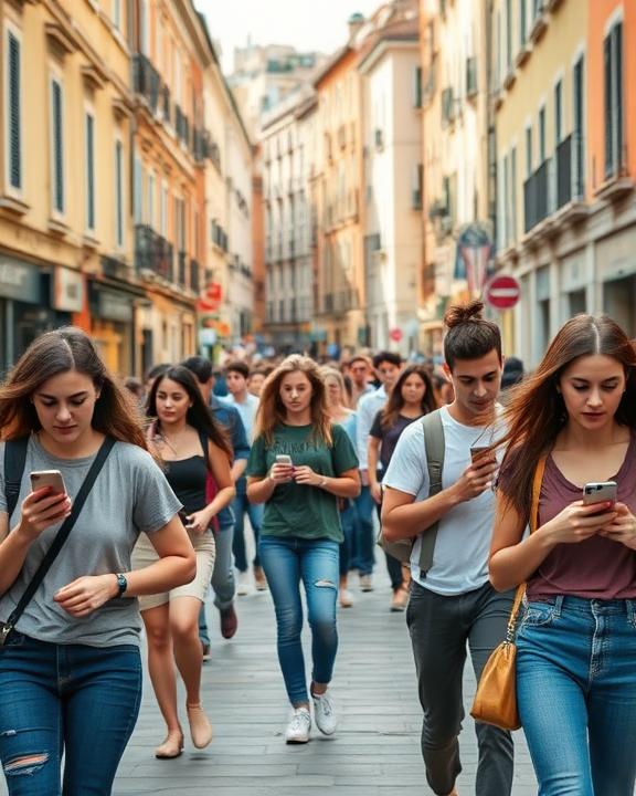 Gruppo di giovani che cammina in città