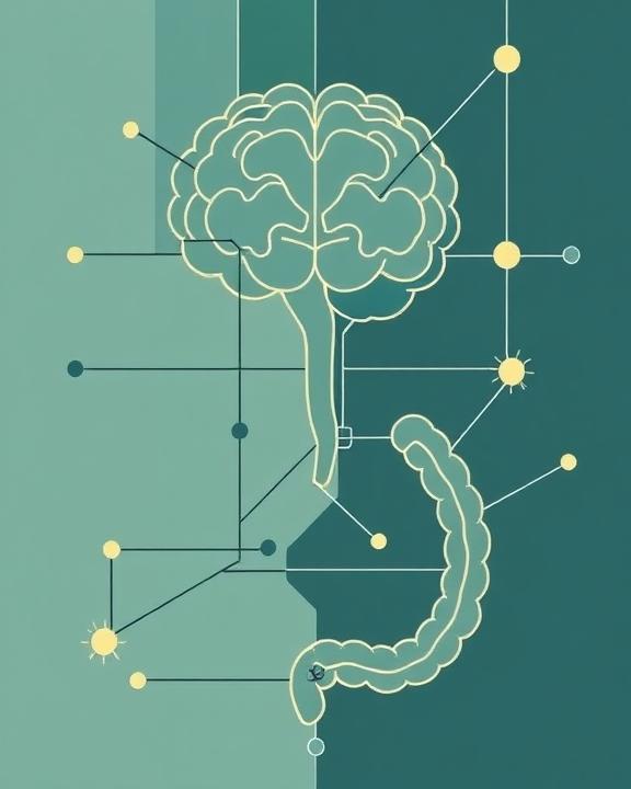 Illustrazione cervello e collegamenti chimici