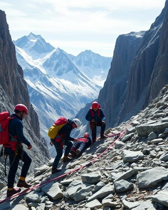Alpinista in equilibrio su un crinale esposto