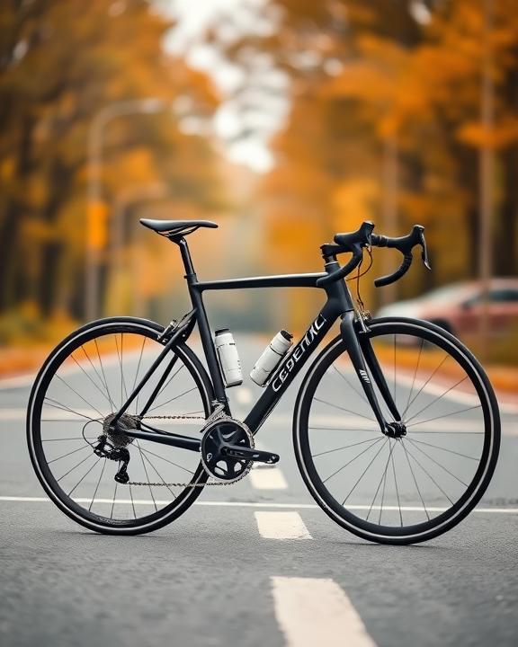 una bicicletta da corsa stilizzata con forme geometriche pure, linee verticali e orizzontali dominanti