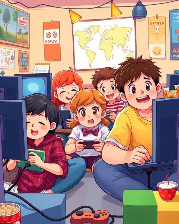 Rappresentazione di bambini che giocano ai videogiochi