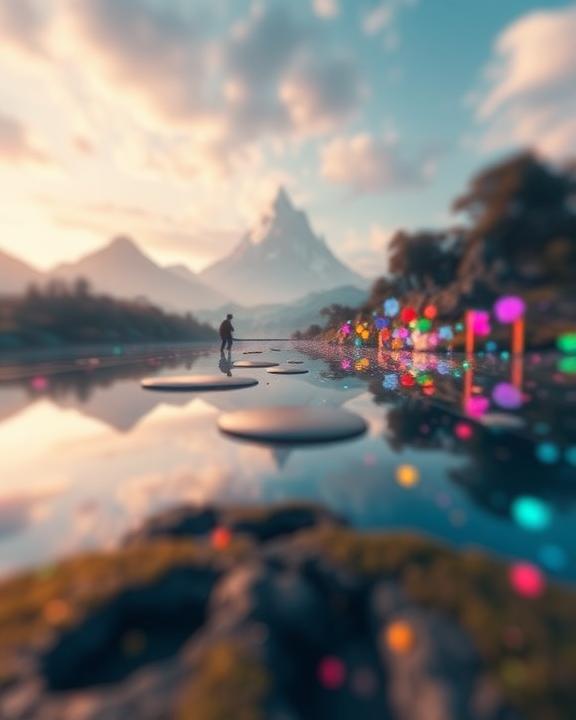 Rappresentazione artistica dell'intersezione tra realtà e virtualità