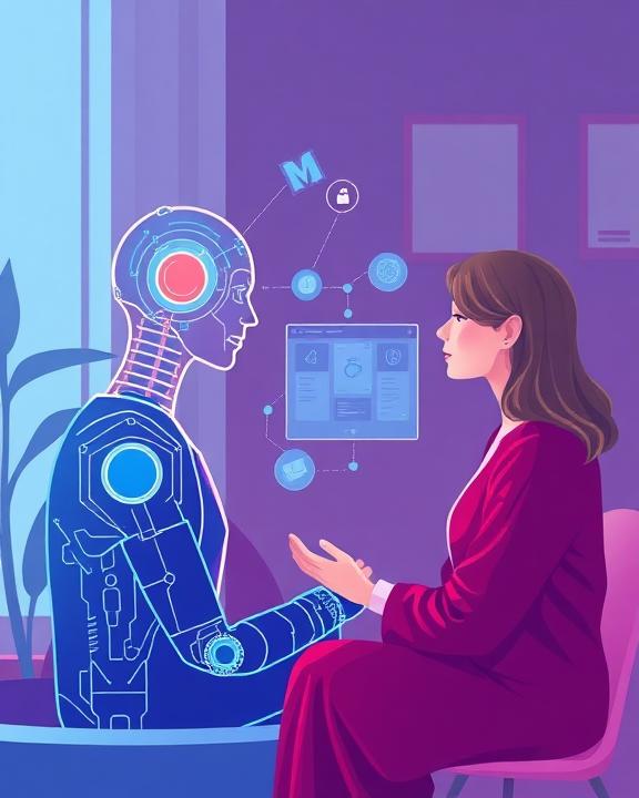 Un'illustrazione concettuale di IA e salute mentale