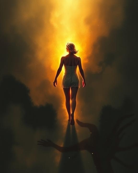 A symbolic depiction of a person emerging from darkness into light, representing the journey of healing from trauma and embracing sexuality and intimacy.