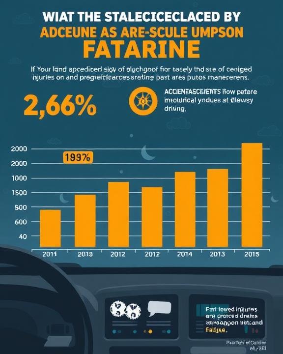 An illustration representing statistics of road accidents caused by fatigue with a graph style depiction.