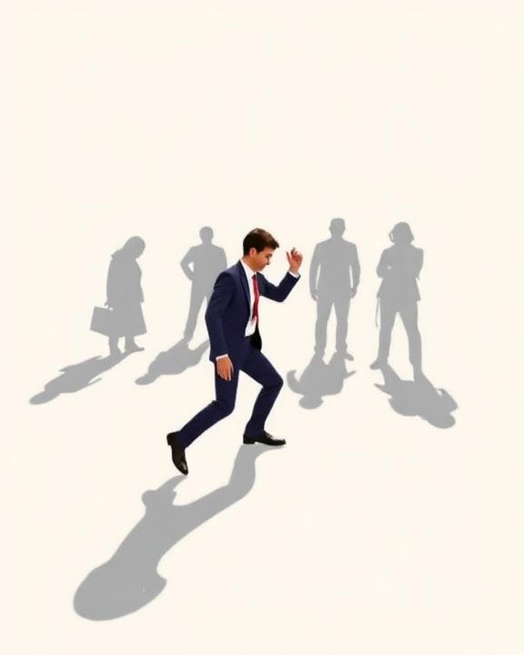 A visual metaphor for individual responsibility in emergencies, showing a single person stepping forward to help another who is in distress. The background includes shadows of other people hesitating or looking away, highlighting the theme of social responsibility and action in critical moments.