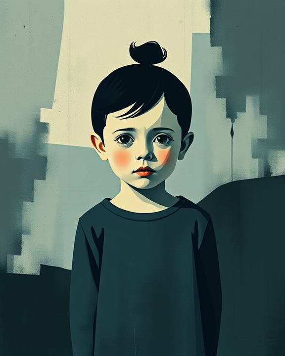 Child with a serious expression