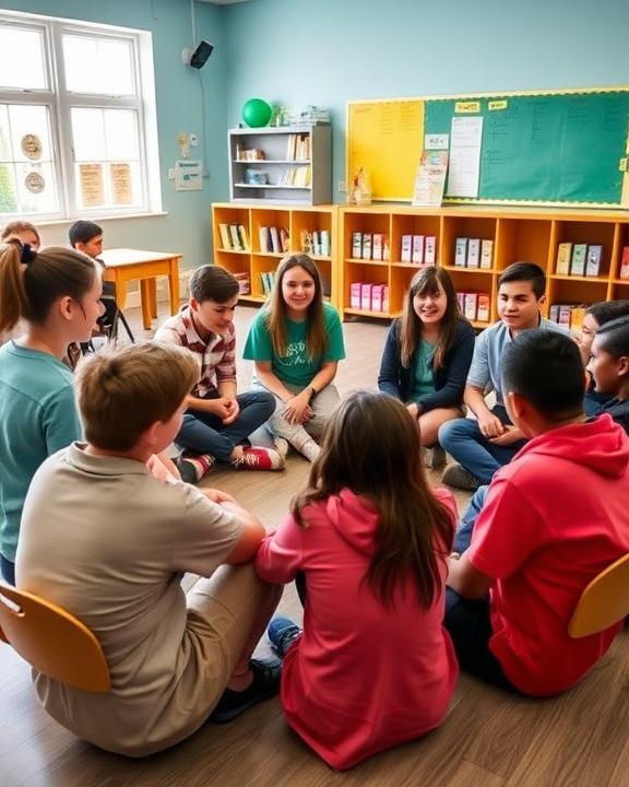 Giovani riuniti in cerchio durante un incontro di gruppo.