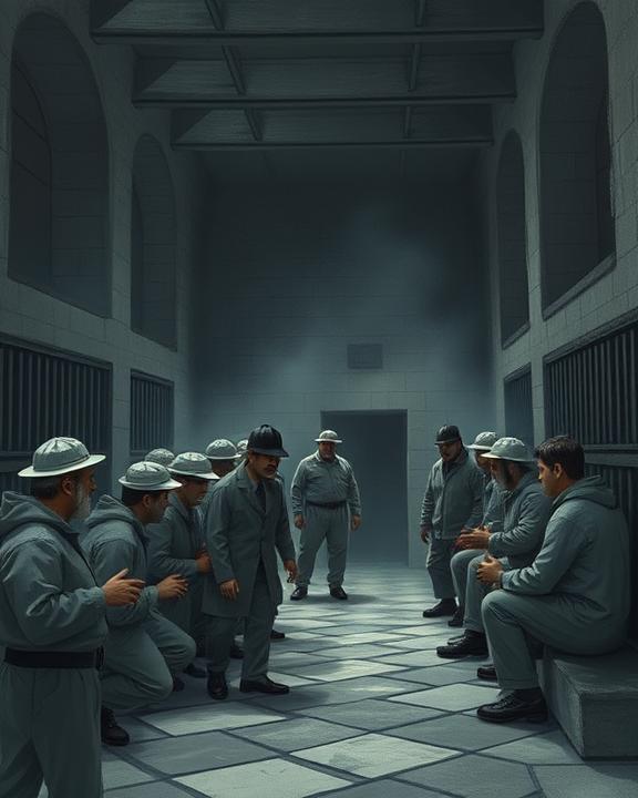 Symbolic depiction of the prison environment showing a bleak scene with tension.