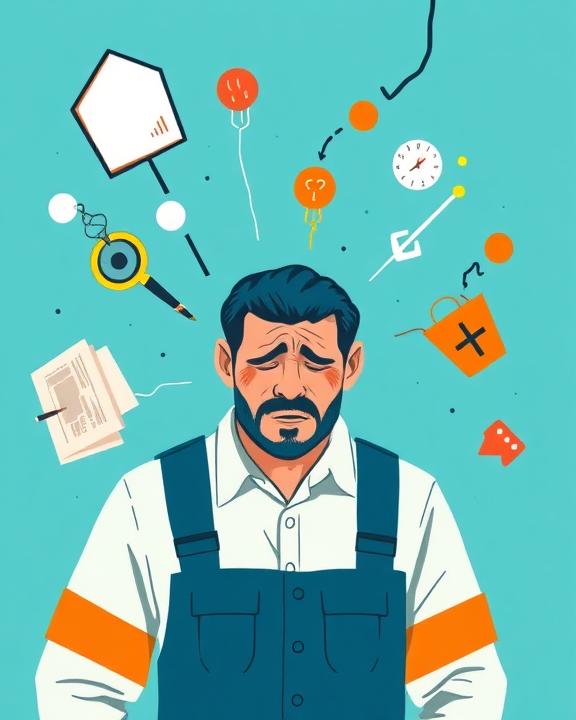 Conceptual art representing the psychology of workplace accidents