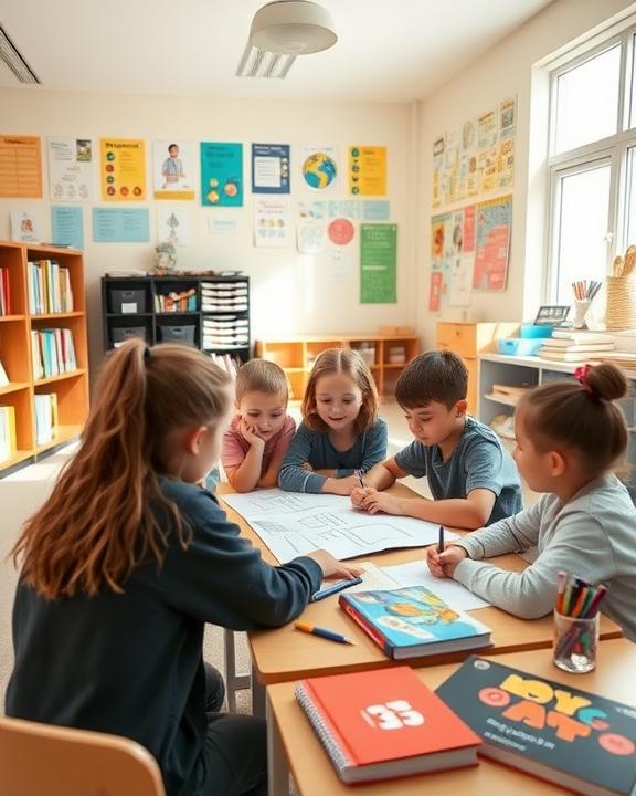Bambini che studiano a scuola.