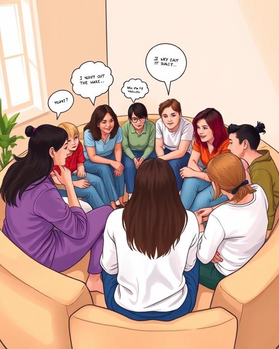 A group of people sitting in a circle during a therapy session.