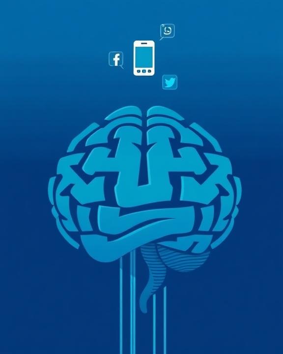 Rappresentazione grafica delle interazioni tra social media e cervello