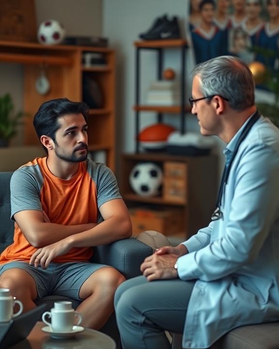Doctor talking to an athlete