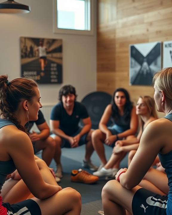 Group therapy session for athletes