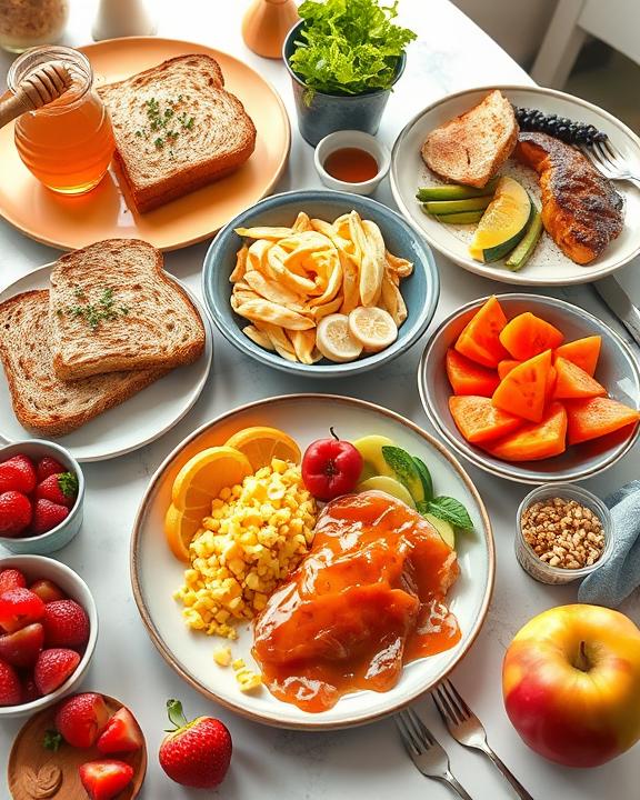A healthy breakfast with whole grain toast and tea or coffee.