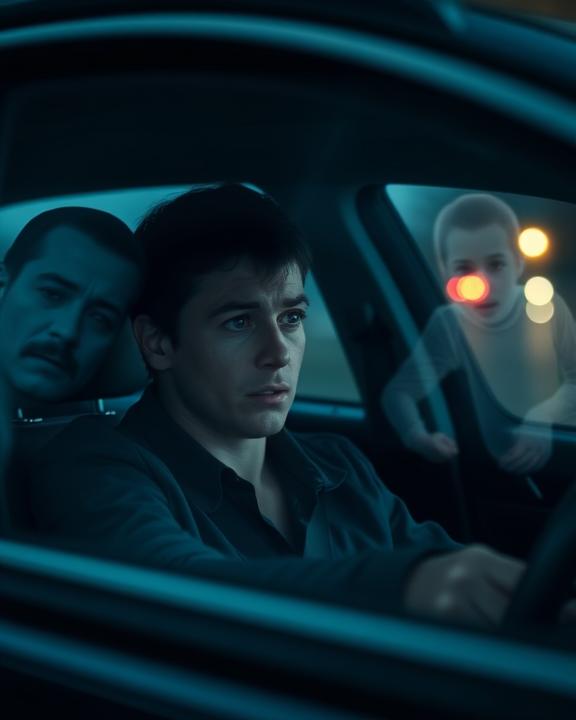 People in a car at night