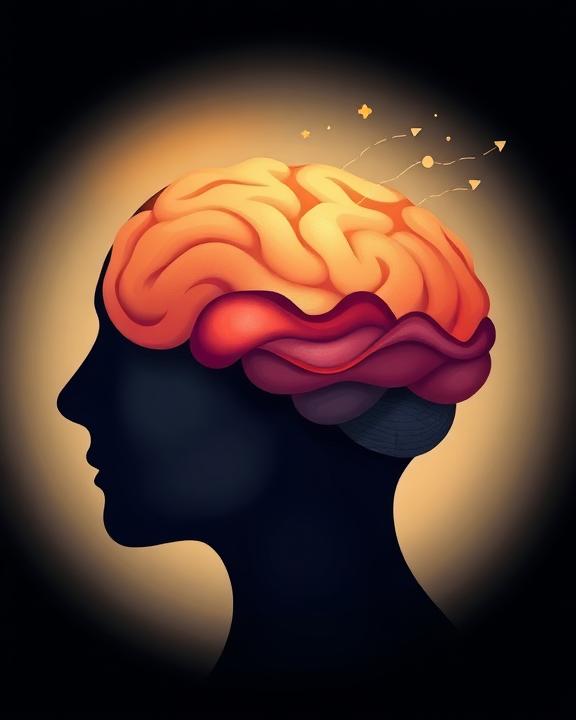 An abstract illustration depicting the impact of psychological trauma on the brain. The image shows a human brain with visible emotional waves flowing through it, highlighting the connection between trauma and mental health. The colors represent struggle and healing.