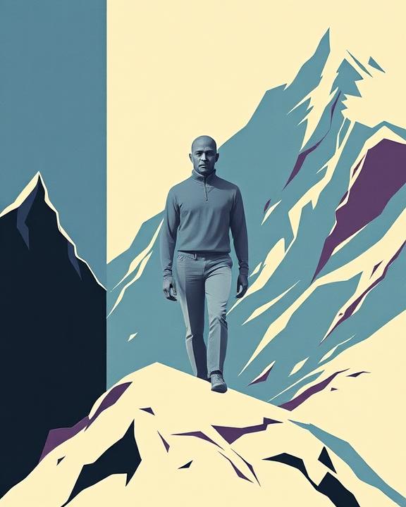 Man hiking in the mountains.