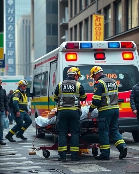 Ambulanza del 118 con operatori in azione.
