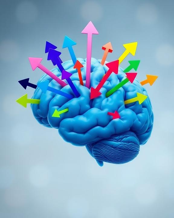Brain with colorful arrows