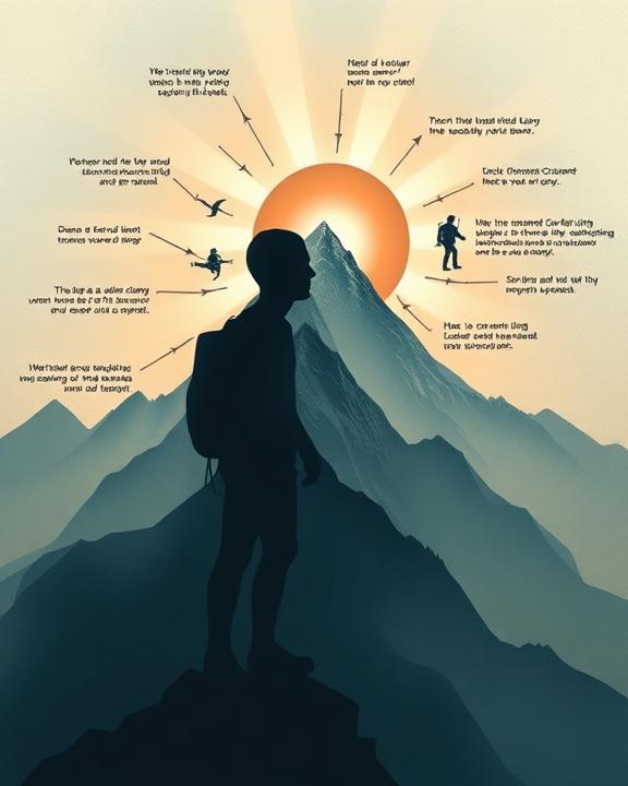 Abstract representation of human emotions and psychological trauma in mountain environment