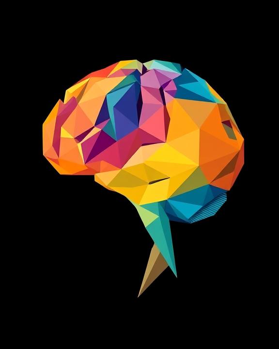 A stylized artistic representation of a brain composed of geometric shapes, emphasizing the beauty of neuropsychological structure.