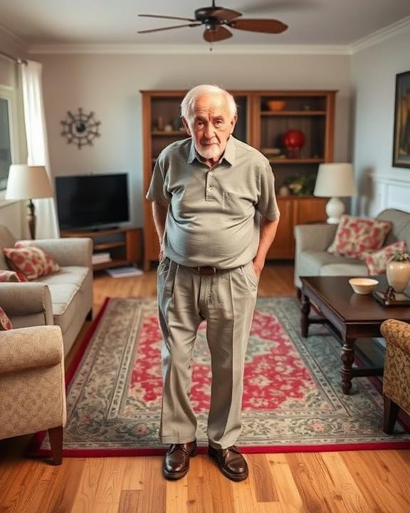 An older man standing in a living room