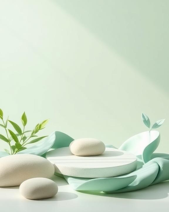 Visualize a serene healing space that symbolizes recovery and support. The setting should include gentle greens and calming blues, with soft textures and shapes that evoke a sense of peace and acceptance, representing the journey of healing from trauma.