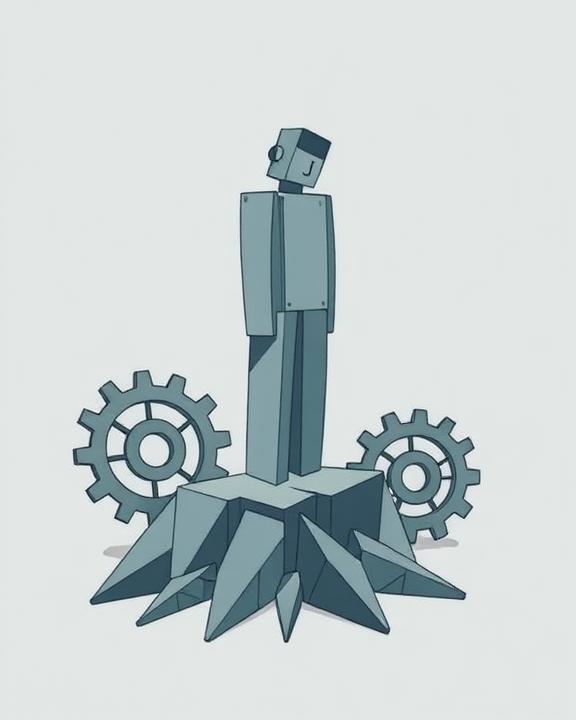 Immagine di un robot con ingranaggi, che simboleggia la precarietà lavorativa e il disagio psicologico giovanile in Italia.