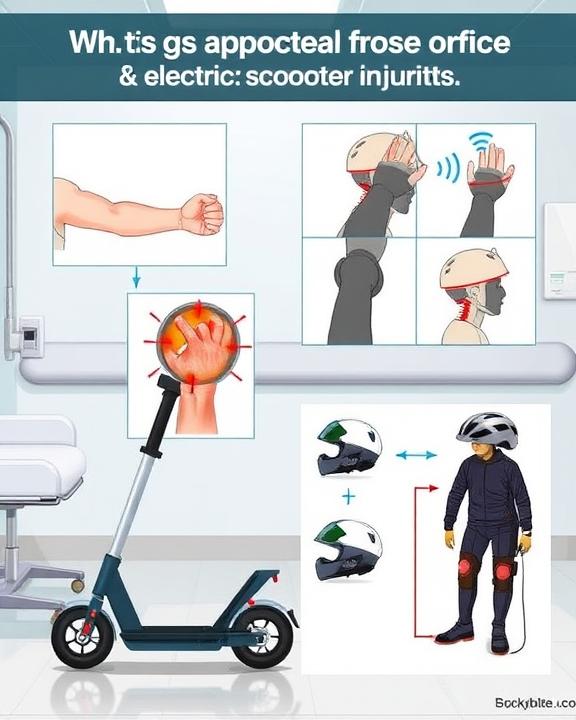 Diagramma che illustra diverse tipologie di infortuni e dispositivi di sicurezza associati all'uso di monopattini elettrici.
