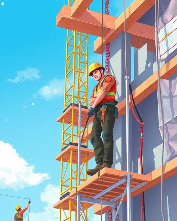Construction site emphasizing safety measures