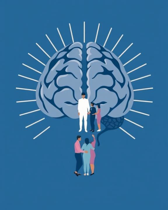 Brain with people on top