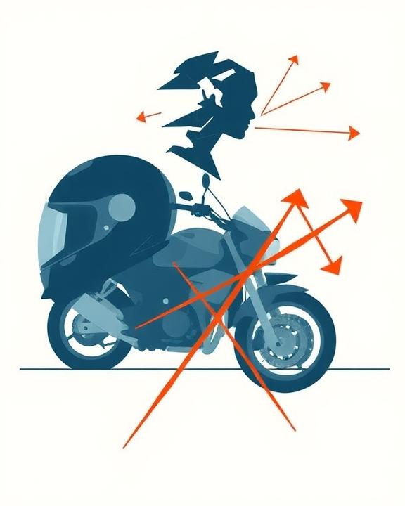 Illustration depicting psychological trauma after a motorcycle accident in neoplastic style.