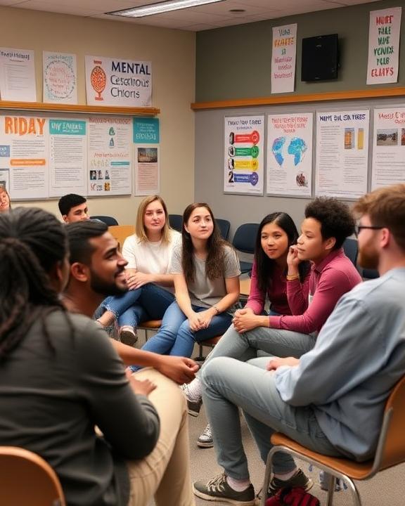 A group in a circle for therapy