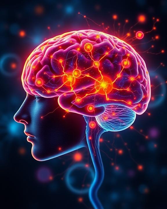 A vivid depiction of the brain with neural connections glowing and transforming after psychedelic therapy, showcasing enhanced neuroplasticity. The image emphasizes dynamic neural pathways, with bright colors representing activity and restructuring.