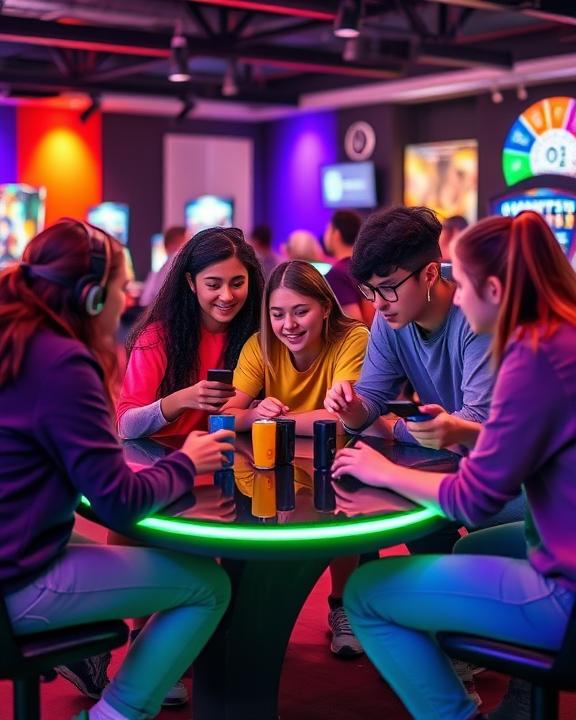A dynamic scene of adolescents engaged in healthy gaming activities
