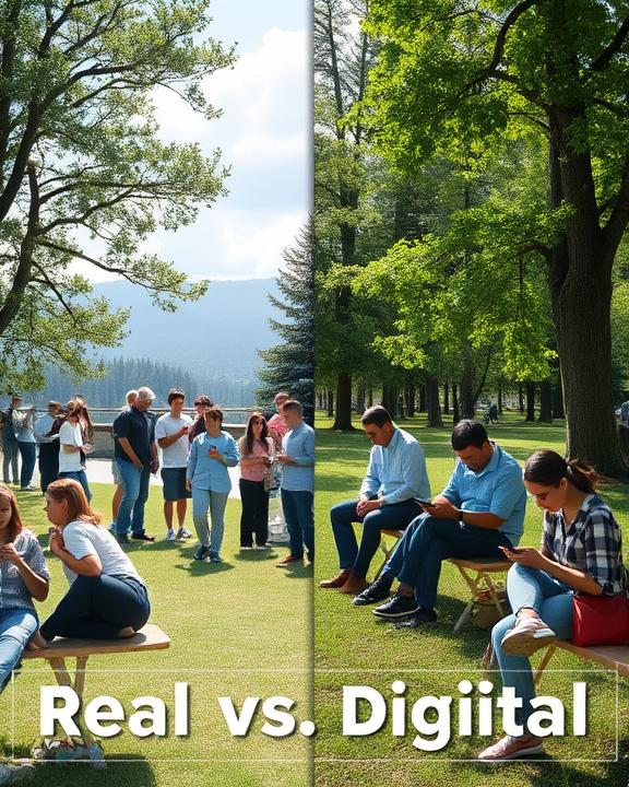 A visual metaphor for real vs. digital connections.