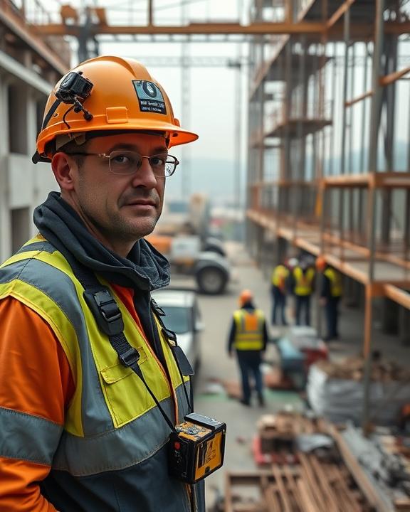 Costruction worker looking at the camera