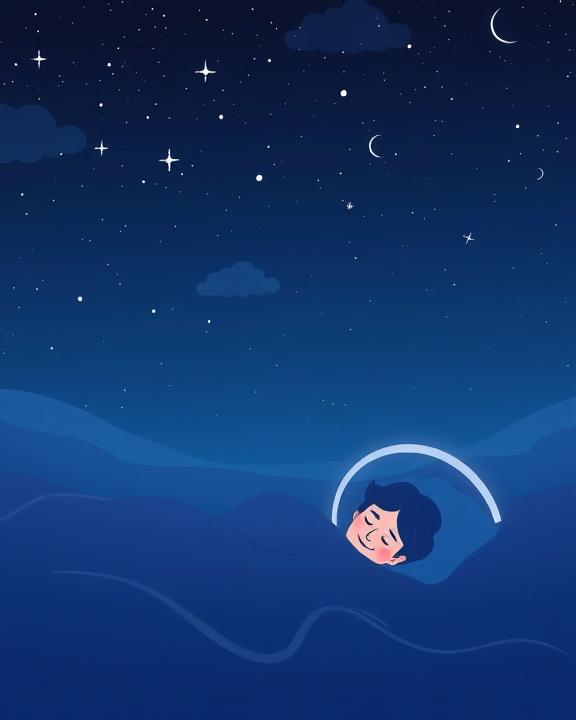 Person sleeping under a starry sky