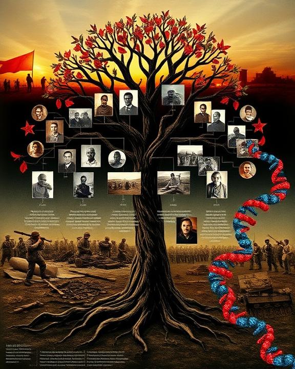 Albero genealogico che mostra l'eredità intergenerazionale del trauma attraverso l'epigenetica