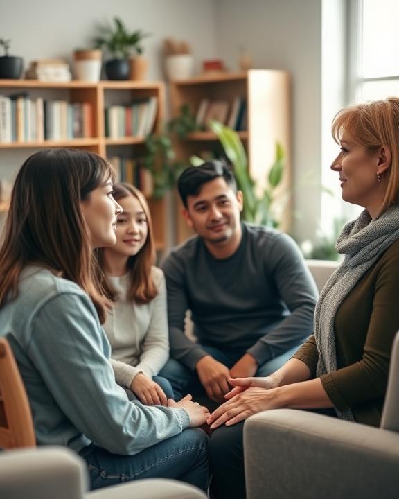 Famiglia in colloquio con un esperto