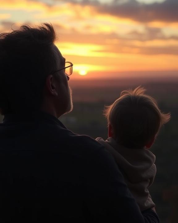 Two people looking at the sunset