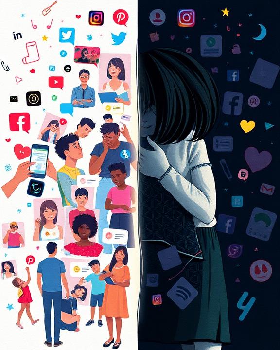 A child using social media isolated from the world